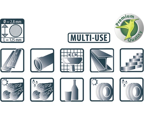 Symbolen voor meerdere toepassingen, diameter 2,8 mm, lengte 125 mm, premium kwaliteit