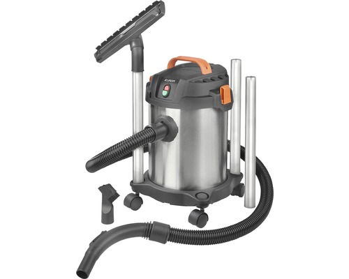 Roestvrijstalen nat- en droogzuiger met accessoires