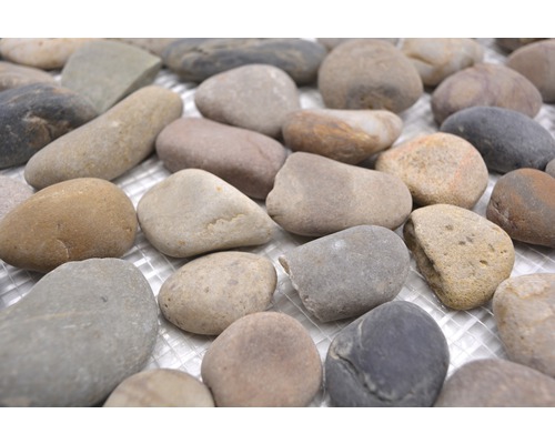 Decoratieve kiezels op een mozaïeknet