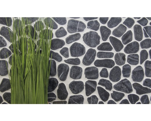 Decoratieve wandbekleding van natuursteen met een pluk gras