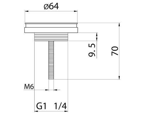 Technische tekening van een ventiel met afmetingen