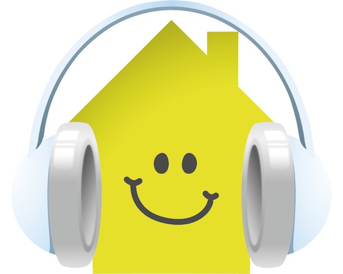 Huis met hoofdtelefoon