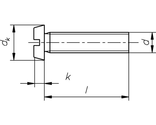 Technische tekening van een schroef met maataanduidingen
