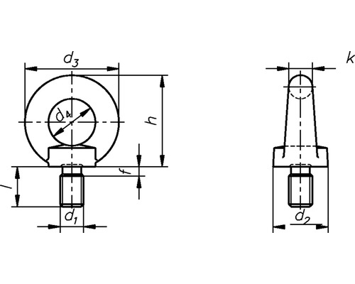 Technische tekening van een ring met schroefdraad en afmetingen