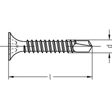 Technische tekening van een schroef met verzonken kop