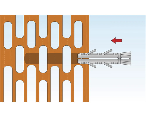 Illustratie van een plug in een geperforeerde steen