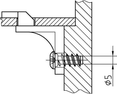 Technische tekening van een schroefverbinding met een diameter van 5 mm.