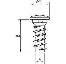 Technische tekening van een schroef met afmetingen