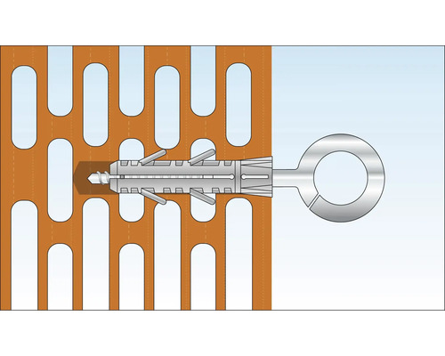 Illustratie van een hollewandplug in een geperforeerde steen