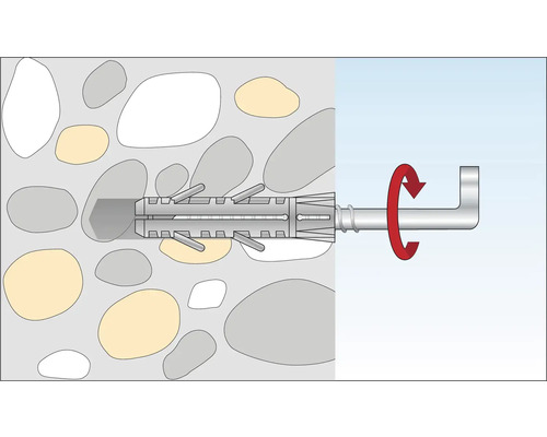 Werking van een zwaar anker in metselwerk weergegeven