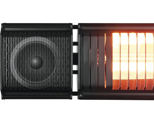 Close-up van een infraroodverwarming met luidspreker