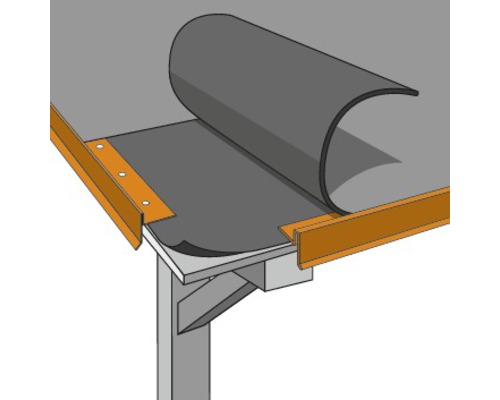 Illustratie van een dakbaanrol op een dakconstructie.