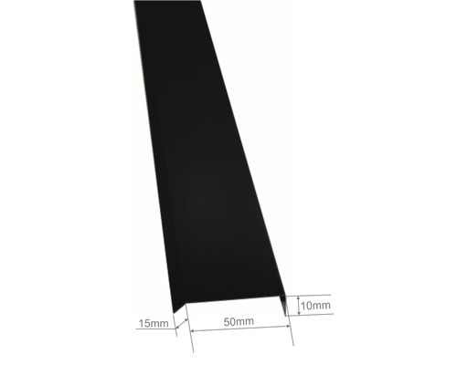 Metalen dakrandprofiel met afmetingen van 15 mm, 50 mm en 10 mm