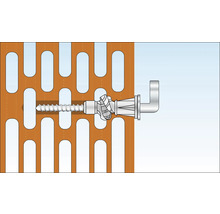 Bevestiging van een schroef met plug in een geperforeerde baksteen
