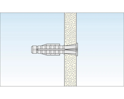 Illustratie van een plugbevestiging in een wand