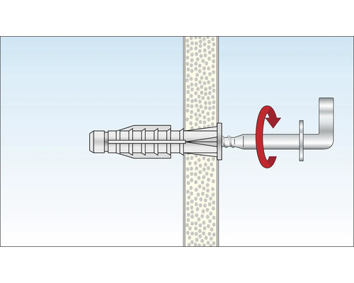 Illustratie van een schroef die in een muur wordt bevestigd