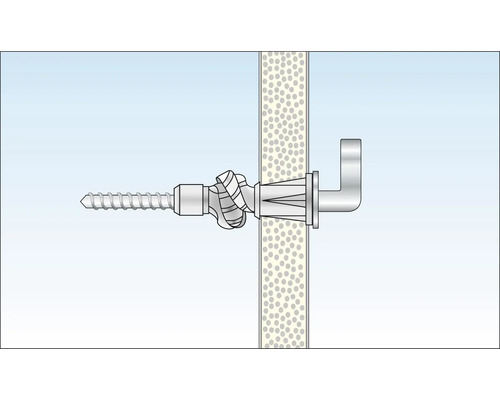 Bevestiging van een hollewandplug met schroef aan een muur