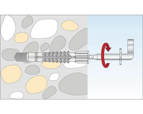 Werking van een zwaar anker in metselwerk met draaibeweging