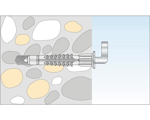 Illustratie van een zwaar anker in een stenen muur