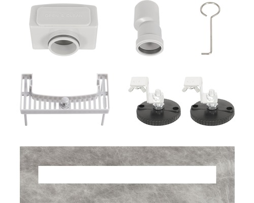 Afvoergarnituur set met sifon, hoekstuk, gereedschap, zeef en bevestigingsmateriaal