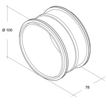Technische tekening van een buisverbinding met de afmetingen diameter 100 en 78