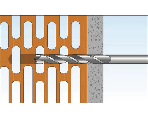 Illustratie van een boormachine die door metselwerk boort