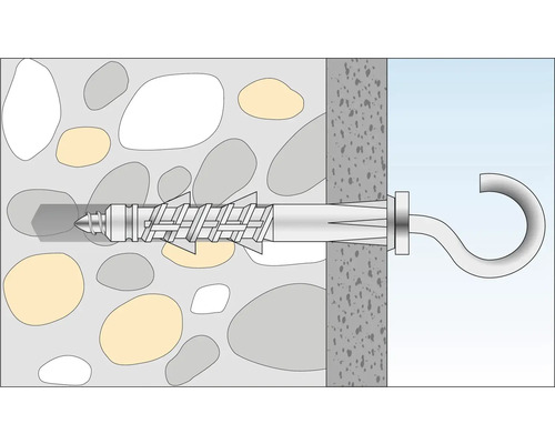 Illustratie van een plug met haakbevestiging in een muur