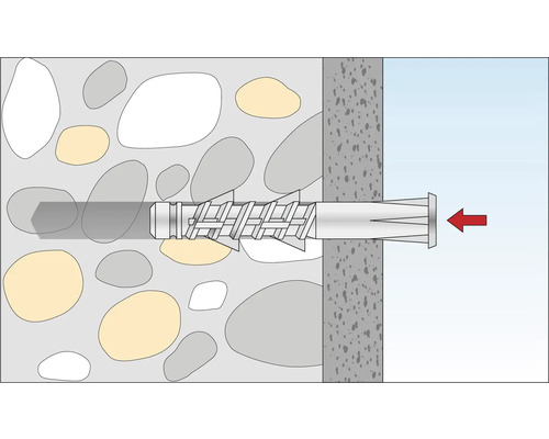 Illustratie van een plugbevestiging in een muur