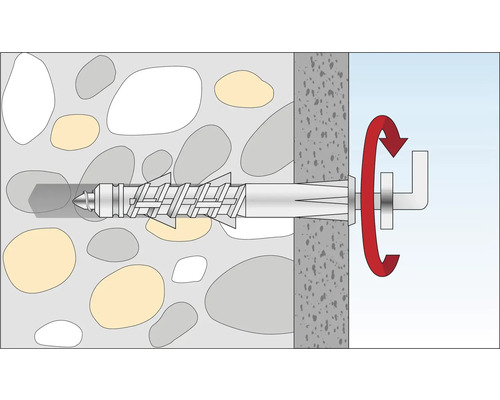 Werking van een universele plug in metselwerk