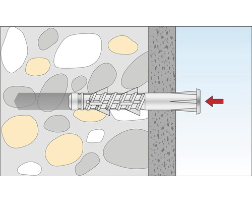 Illustratie van een plugbevestiging in een muur