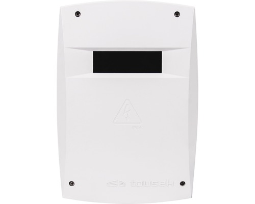 Tousek Logo. Waarschuwingssymbool: waarschuwing voor gevaarlijke elektrische spanning. Beschermingsklasse IP54: bescherming tegen stofafzetting en spatwater.