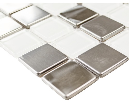 Mozaïektegel van glas en metaal