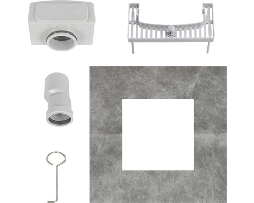 Accessoireset voor douchegoot met sifon, filtervlies en montagegereedschap