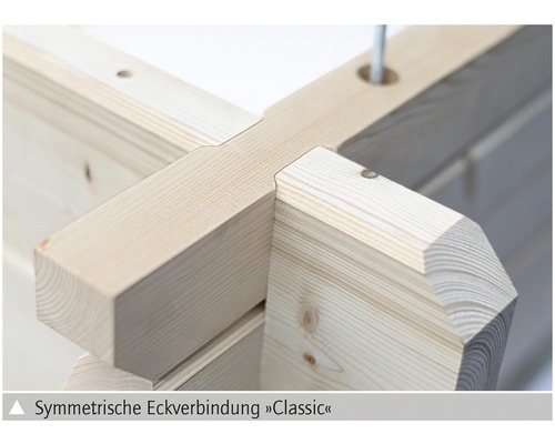 Detailopname van een symmetrische hoekverbinding van hout
