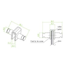 Technische tekening van een glashouder met afmetingen