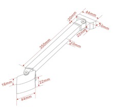 Technische tekening van een raamhouder met maataanduidingen