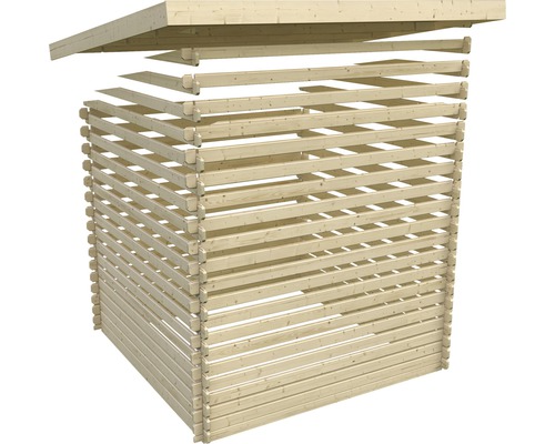 Houten tuinhuis in aanbouw met dak