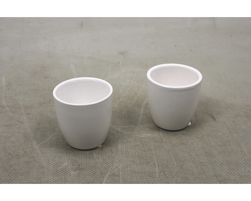 Twee witte bloempotten