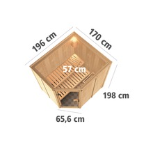 Houten binnensauna met afmetingen