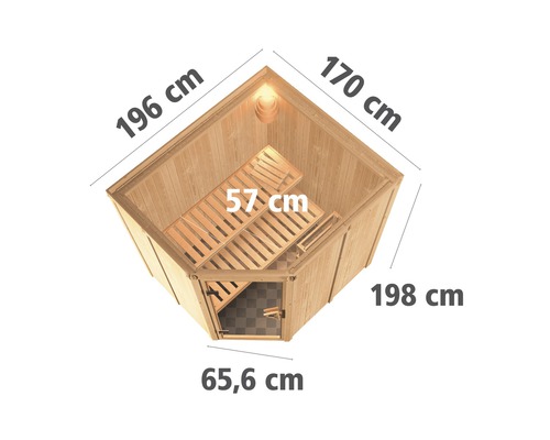 Houten binnensauna met afmetingen
