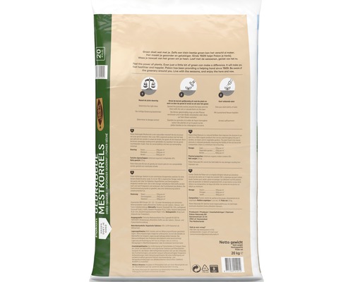 Zak Pokon gedroogde mestkorrels met een gewicht van 20 kilogram