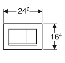 Afmetingen bedieningspaneel voor toiletspoeling: 246 mm breed en 164 mm hoog