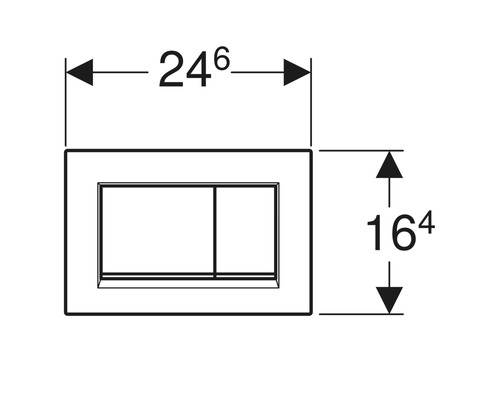 Afmetingen bedieningspaneel voor toiletspoeling: 246 mm breed en 164 mm hoog