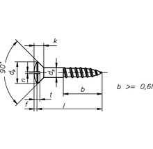 Technische tekening van een schroef met maatvoering