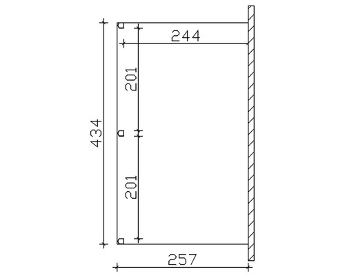 Technische tekening van een frame met afmetingen