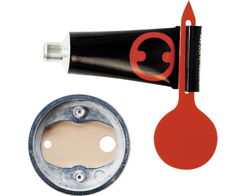 Tube met reparatiemassa, sluiting en applicatiehulp