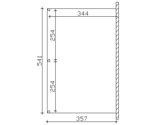Technische tekening van een frame met afmetingen in millimeters