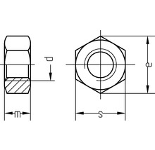 Technische tekening van een dopmoer met afmetingen