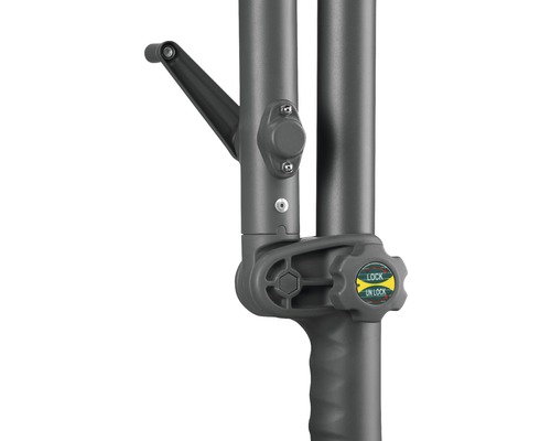 Gedetailleerde weergave van een zwengel en een schakelaar voor het verstellen van een parasol