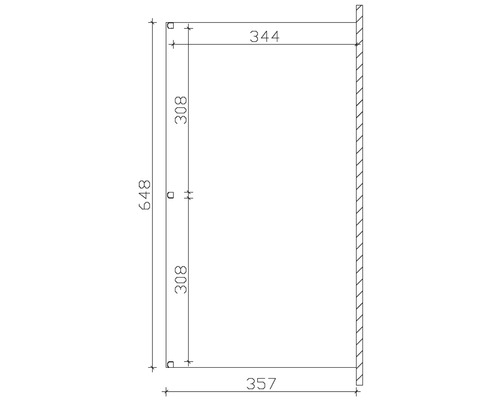 Technische tekening van een schap met maatvoering